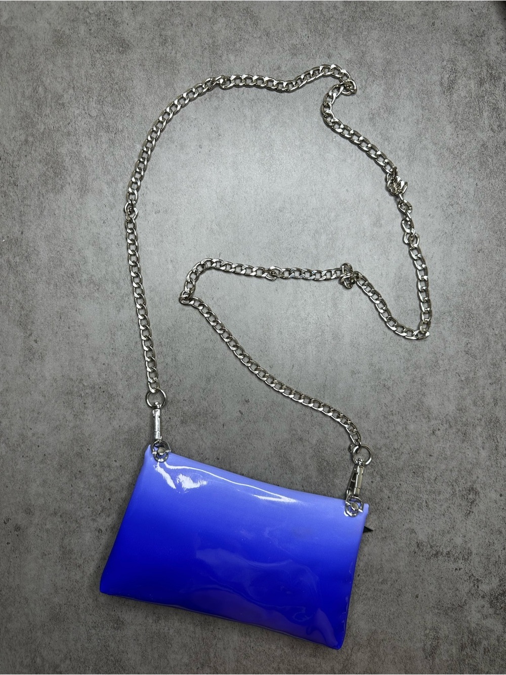 Dior Beauty Ombré Blue Patent Cosmetic Pouch Crossbody Bag Chain Strap Modified - Picture 4 of 7